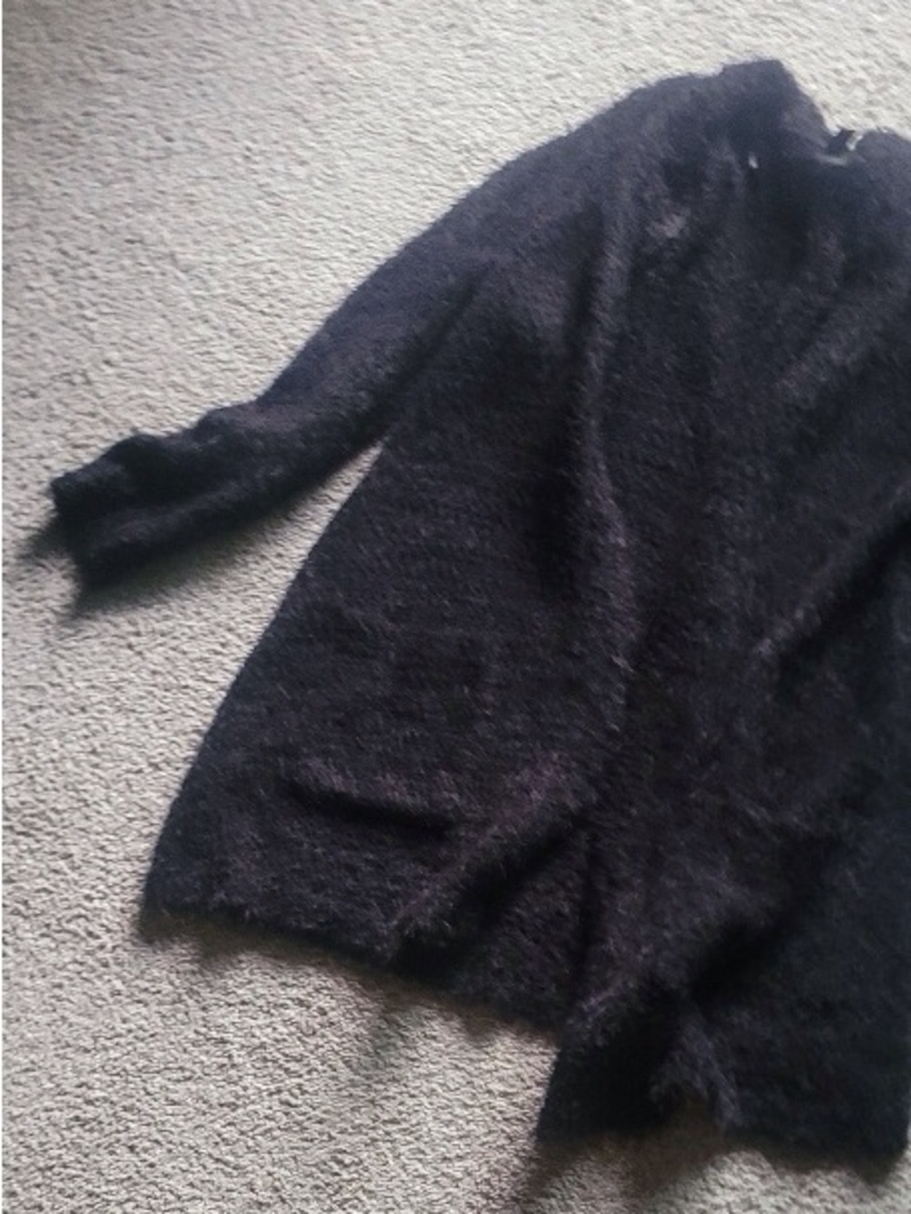 Rare Black fuzzy Open-Front Women's Cardigan Sweater - Picture 10 of 11